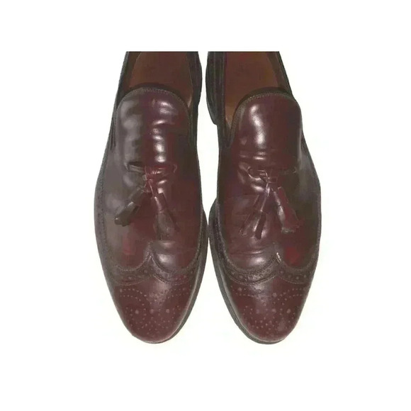 Allen Edmonds Burgundy Berwick 8877 Wingtip Tassel Loafers Dress Shoe Size 11 C - Picture 3 of 10